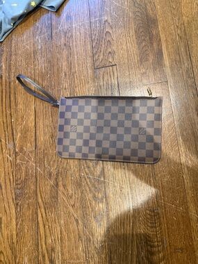 Louis Vuitton Brown and tan Checkered Wristlet Pouch